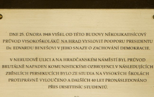 Praha 2. Pamětní deska perzekvovaným vysokoškolákům